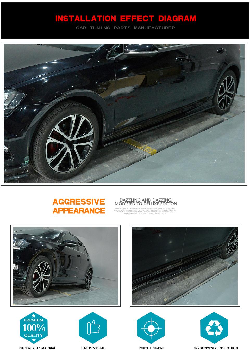 Carbon Fiber Car Side Skirts Extension for Volkswagen VW Golf 7 VII Mk7 R R-Line 2014-2017