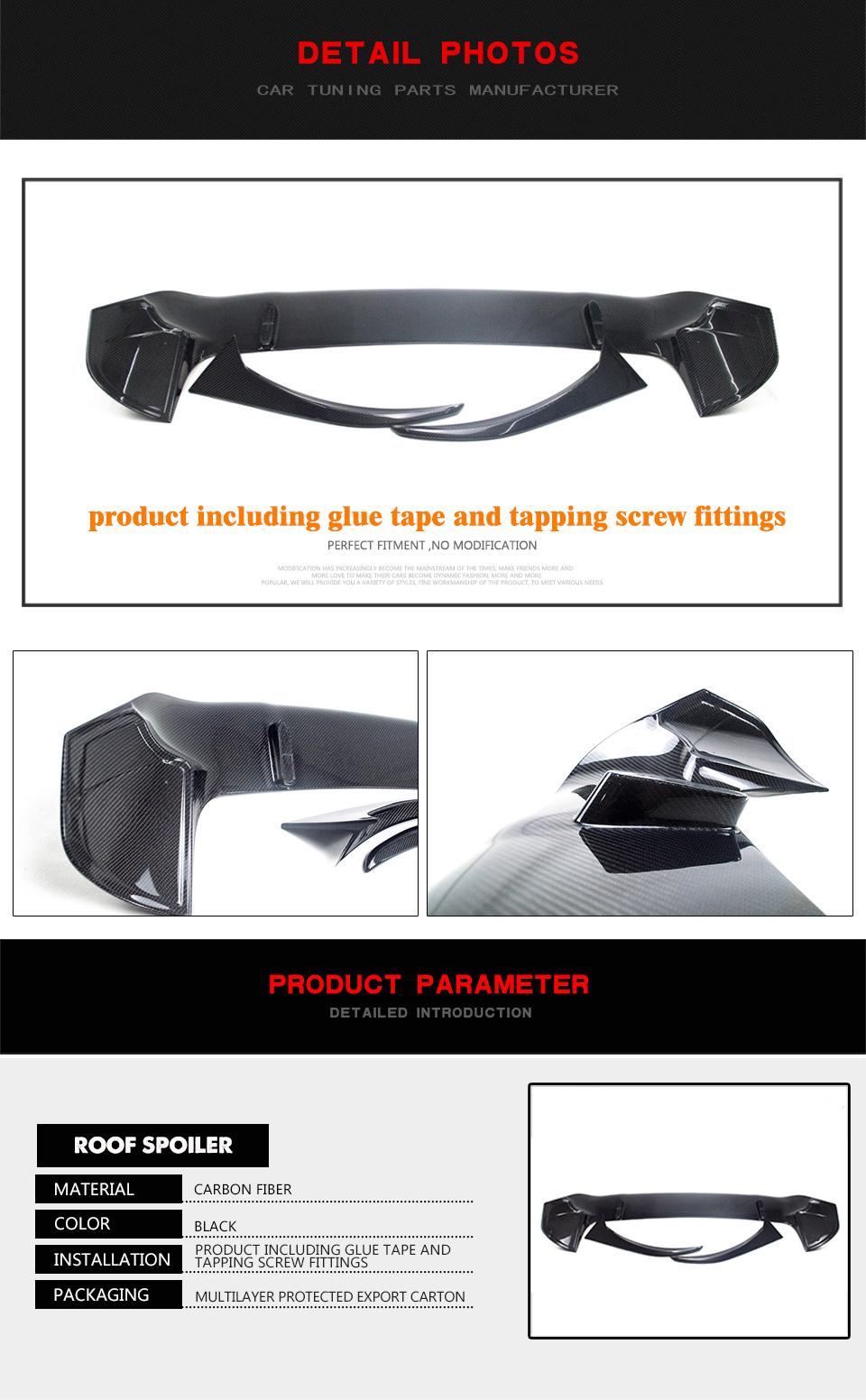 Carbon Fiber Rear Roof Spoiler Wing for Maserati Levante 2016-2019