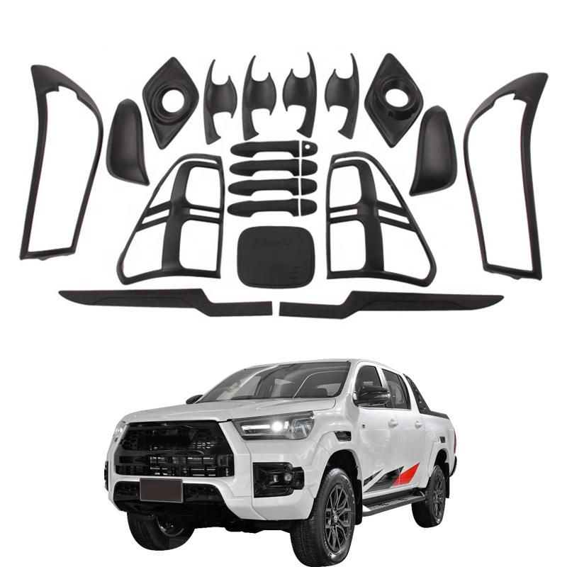 4X4 Car Accessories Sliver Black ABS Plastic Black Full Set Electroplating Parts Chrome Kits for Hilux Vigo 2012-2017