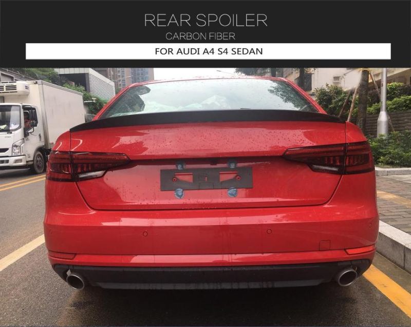 Carbon Fiber Rear Trunk Spoiler Lip Diffuser for Audi A4 B9 Sline S4 17-18