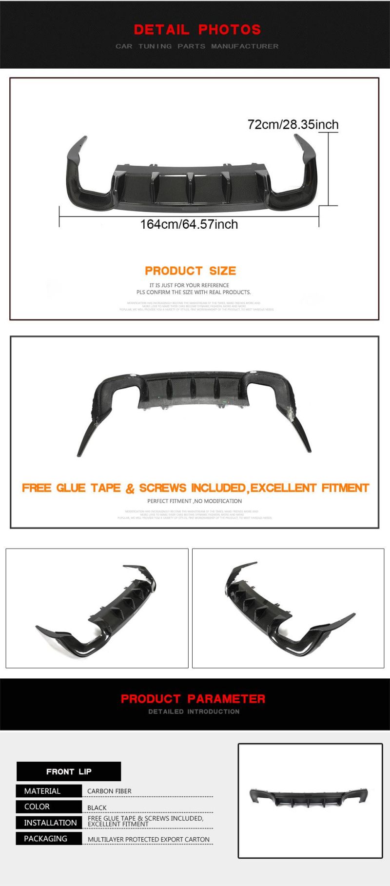 Carbon Fiber S4 Car Rear Bumper Diffuser for Audi S4 B9 Type 8W A4 Sline Sport Sedan 2020 2021