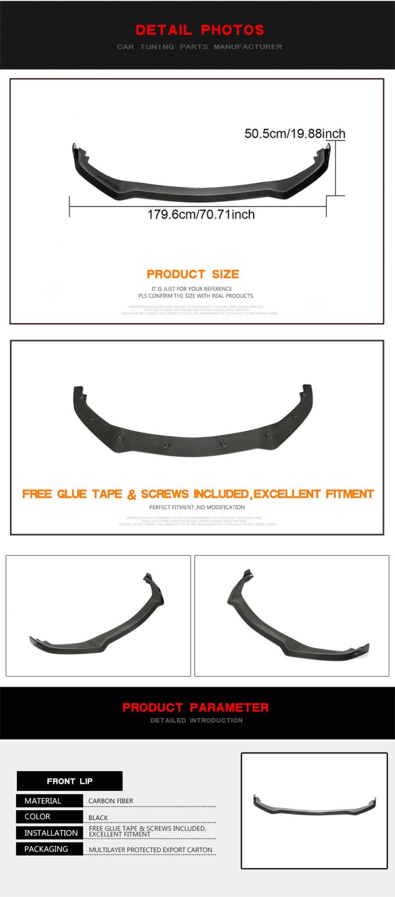 Carbon Fiber Front Lip for Infiniti Q60 Sport Coupe 2-Door 2016-2021