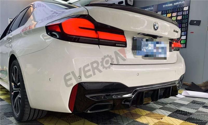 Gloss Black M5 Style Rear Bumper Diffuser Lip with Tail Pipes for BMW G30 G38 2017+