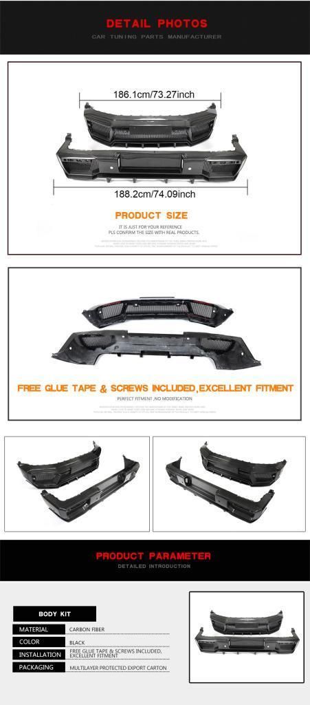 Dry Carbon Fiber Car Front Rear Bumper Body Kits for Benz Mercedes G Class W464 G500 G550 G55 G63 Amg 2019-2020