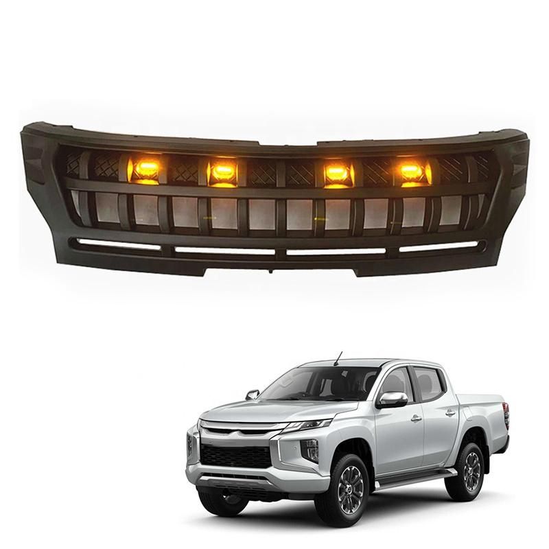 with LED Light 4X4 ABS Plastic Car Front Grille for Mitsubishi Triton L200 2019 2020 2021