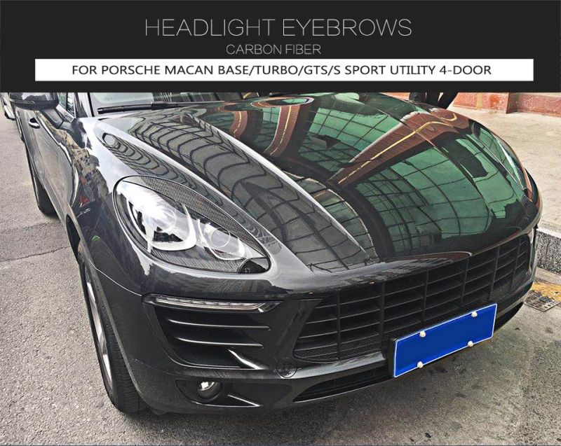 Dry Carbon Fiber Headlight Eyebrows for Porsche Macan Base/Turbo Sport Utility 4-Door 14-18