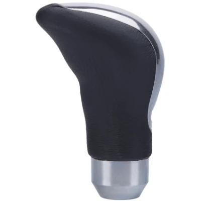 PU Leather Black&Silver Metal Manual Gear Knob