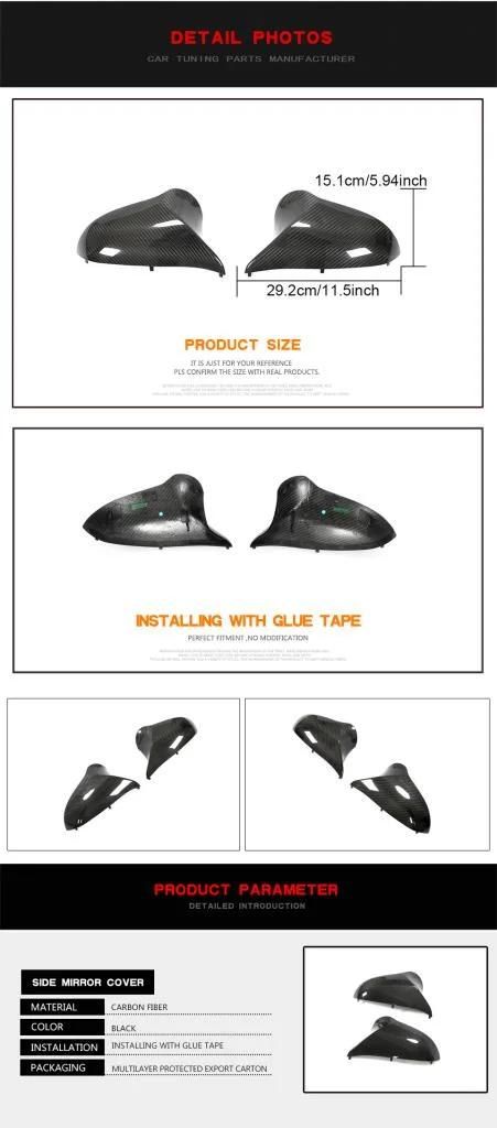 Carbon Fiber Side Mirror Cover Caps for BMW 2 3 4 Series F80 M3 F82 F83 M4 F87 M2c 2018-2020