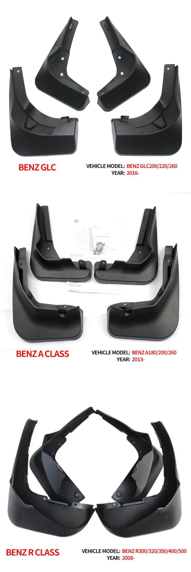 OEM Design Car Front Rear Fender Mudguard Flaps for Benz a Class Series