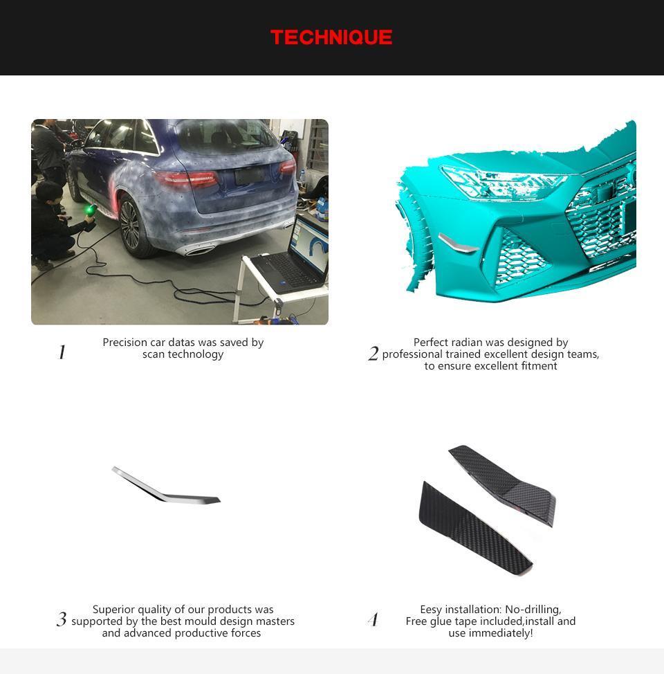 Carbon Fiber Front Bumper Fins Canards for Audi RS7 Sportback Hatchback 4-Door 2020-2021
