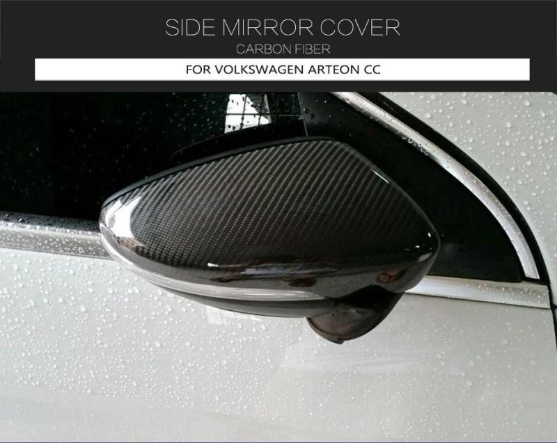Dry Carbon Look Replacement Side Mirror Cap Car Mirror Cover Cap for VW Cc Arteon LHD