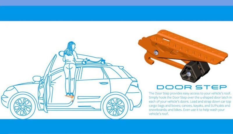 Load 400 Lbs Universal Fit Car Door Step Multi-Function Portable Doorstep for Universal to Roof Racks Feet Folding Car Doorstep