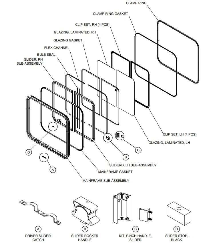 Frame Side Sliding Window, Side Sliding Window with Frame for Bus, Bus Sliding Side Window