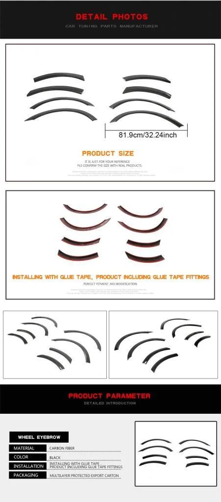 Carbon Fiber Wheel Eyebrow Arch Trims for Benz Mercedes V-Class W447 2015-2019