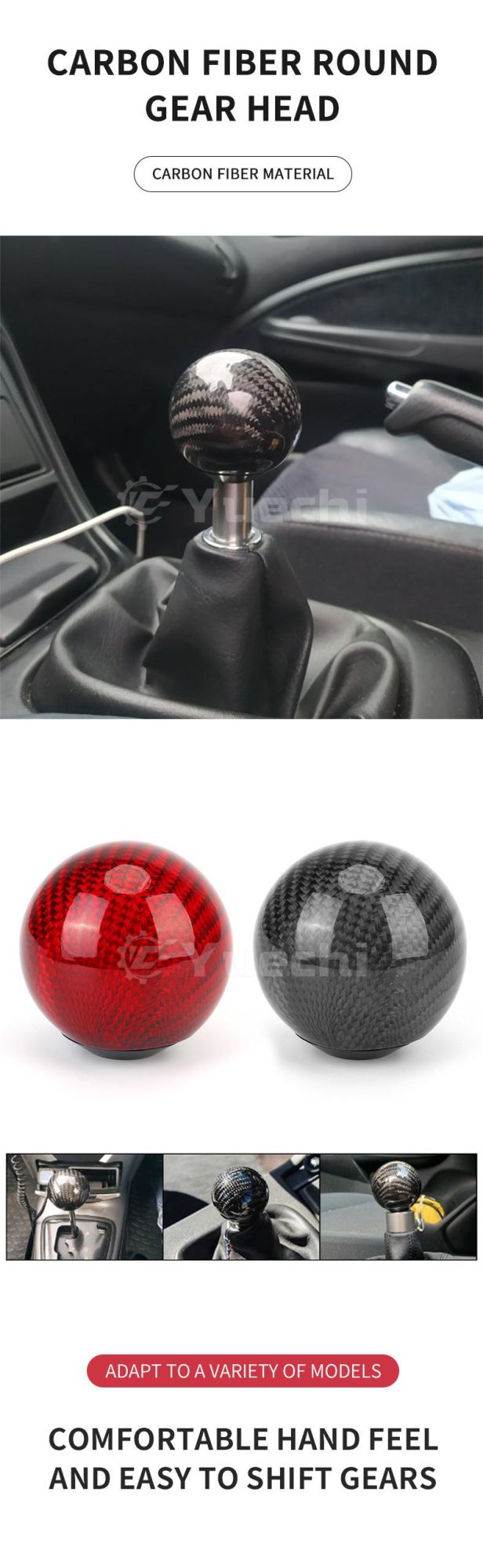 Universal Jdm Accessories Car Handles Stick Hand Carbon Fiber Gear Shift Knob