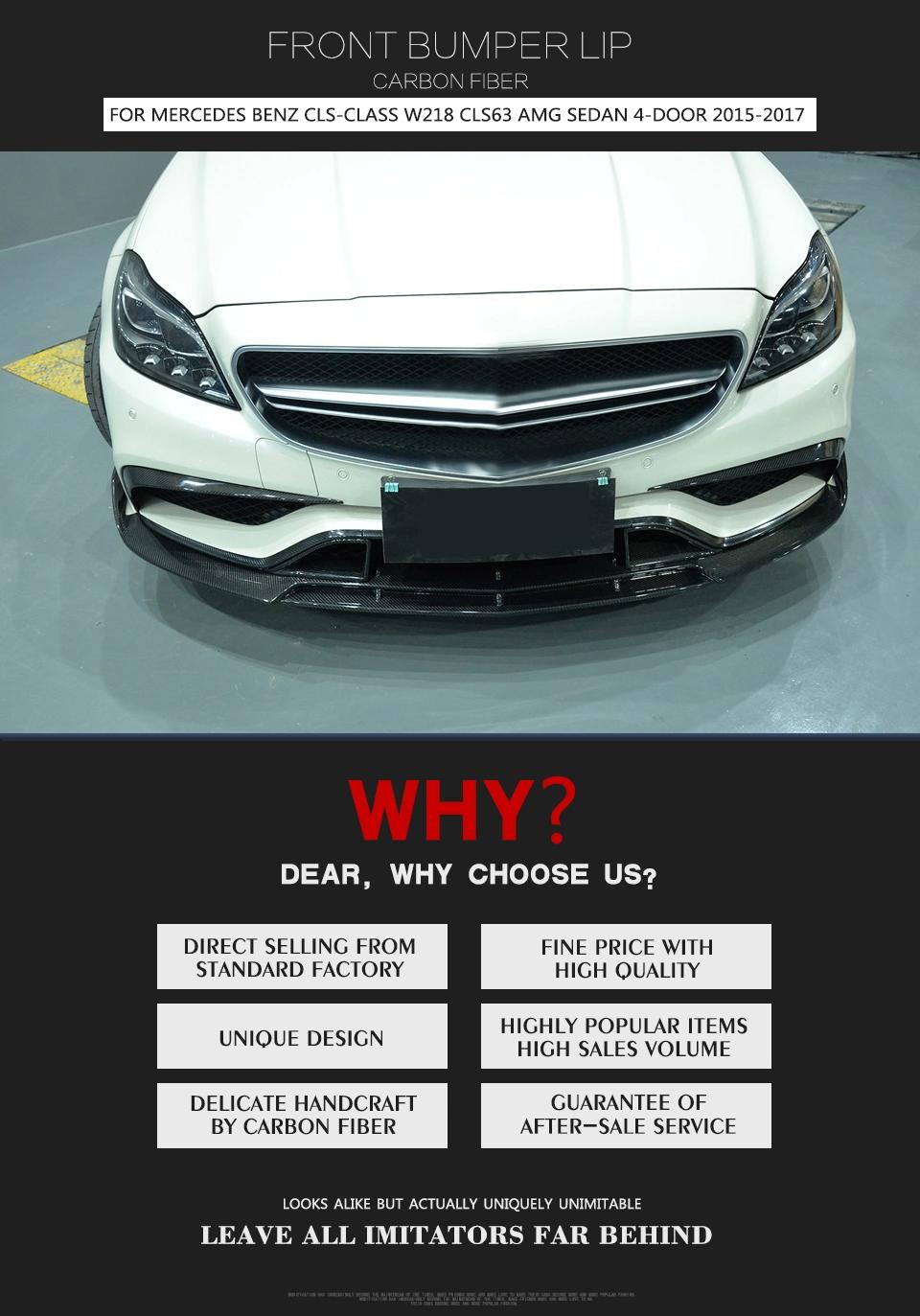 Carbon Fiber Front Bumper Lip for Mercede S Ben Z Cls-Class W218 Cls63 Amg 15-17