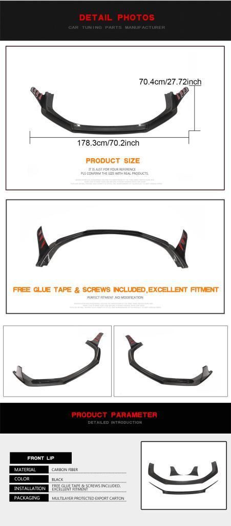 Carbon Fiber Front Bumper Lip for Porsche 911 Carrera Gts 2017
