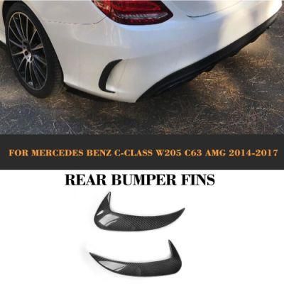 2PCS/Set Carbon Fiber Rear Bumper Canards Vents Trims for Mercedes Benz C-Class W205