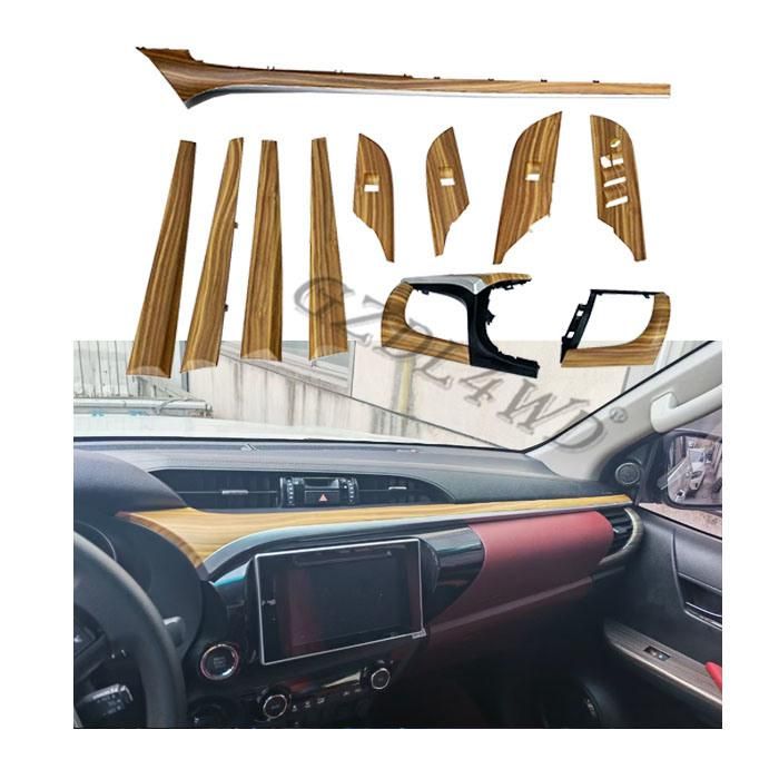 Wood ABS Door Window Glass Lift Control Switch Panel Cover Trims for Hilux Revo Car Interior Accessories