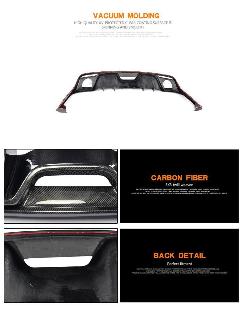 Carbon Fiber Rear Bumper Diffuser for Ford Mustang Gt Coupe 2-Door 2015-2017