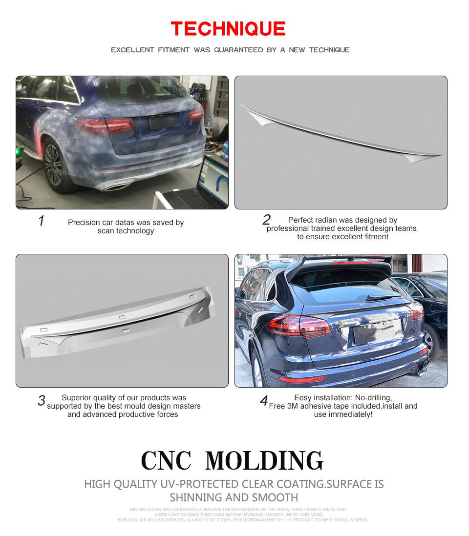 Carbon Fiber Rear Middle Wing Spoiler for Porsche Cayenne 958 Turbo S Sport 4-Door 2015-2017