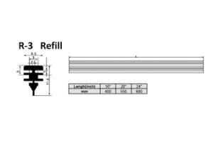 6.5 mm Wiper Refill with Stainless Steel Spline &amp; 2 Plastic Clips, Universal for Cars and Trucks