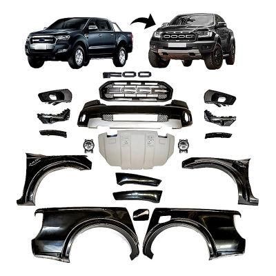 Car Front Bumper Grille Wide Face Facelift Conversion Body Kit Bodykit for Ford Ranger T7 T8 Upgrade to Raptor 2016-2019
