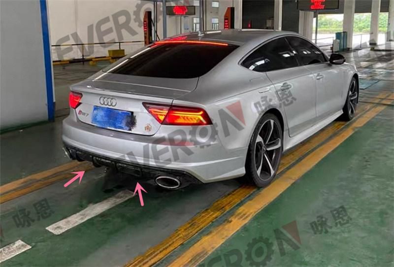 RS7 Rear Bumper Diffuser with Exhaust Pipe for 2016-2018 A7 Sline