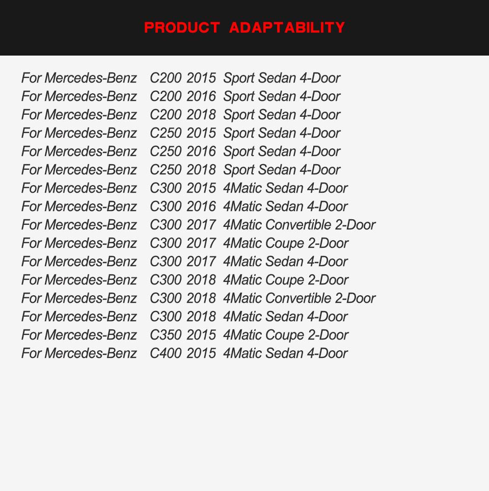3PCS PP Glossy Black Front Bumper Spoiler Splitters for Mercedes-Benz Class W205 C180 C200 C300 Sport C43 Amg 2015 - 2018