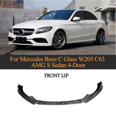 for Mercedes Benz C Class W205 C63 Carbon Fiber Front Bumper Lip B Style Sedan 4-Door 2015-2018