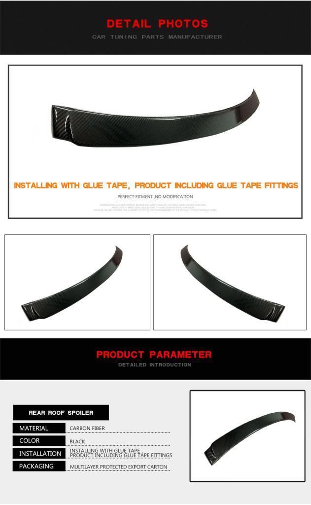Carbon Fiber Roof Spoiler for Audi A3 S3 2014-2019 4-Door