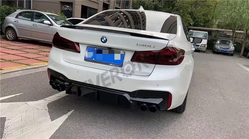 Gloss Black M5 Style Rear Bumper Diffuser Lip with Tail Pipes for BMW G30 G38 2017+