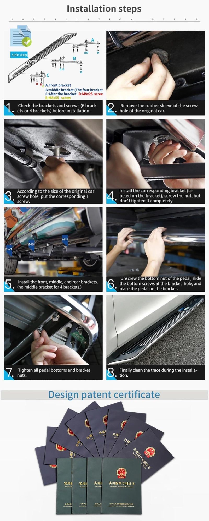 for Auto Part Accessory 2019 Evoque Range Rover Running Board Side Step