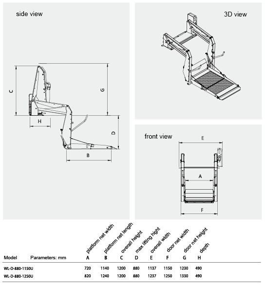 CE Electric Wheelchair Lift Hydraulic Wheelchair Lift for Van