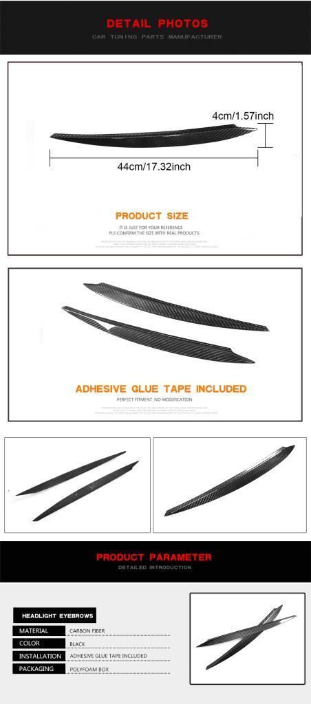 Dry Carbon Fiber Headlight Eyebrows for VW Golf 7 Mk7 Gti 7r Rline 2014-2018