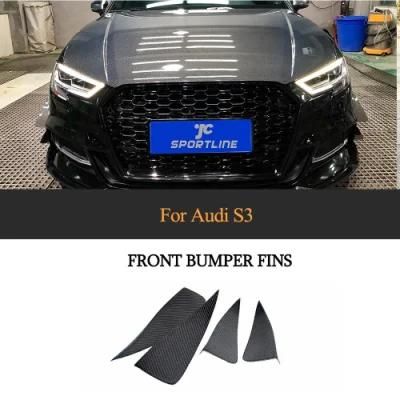 Carbon Fiber Front Bumper Fins Canards for Audi A3 Sline S3 Sedan Convertible 2017-2019