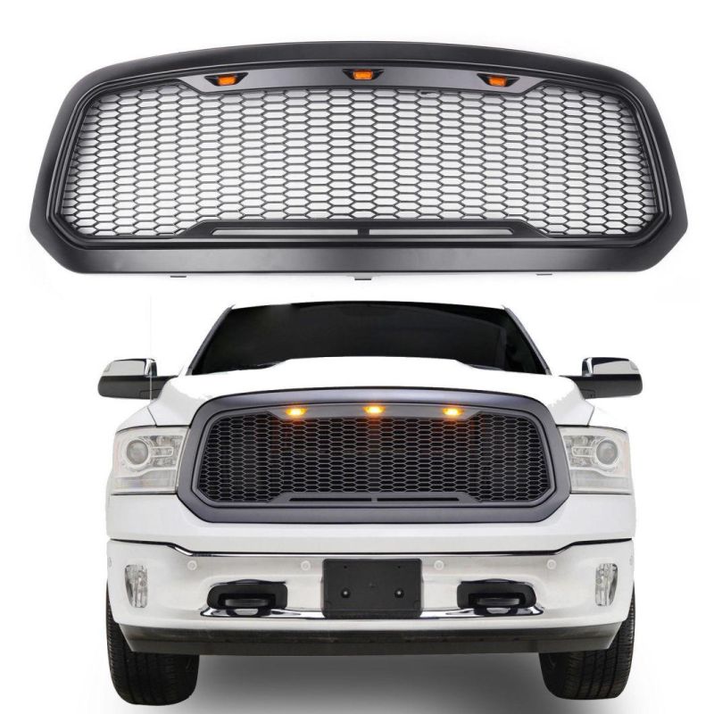 Auto Parts Exterior Accessories RAM Front Grills, Fit for Dodge RAM 15002013 - 2017 ABS Front Racing Grilles with LED