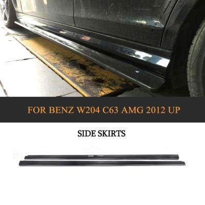 Carbon Fiber Side Skirts Extension Lips for Mercedes Benz W204 C63 Amg 12-15
