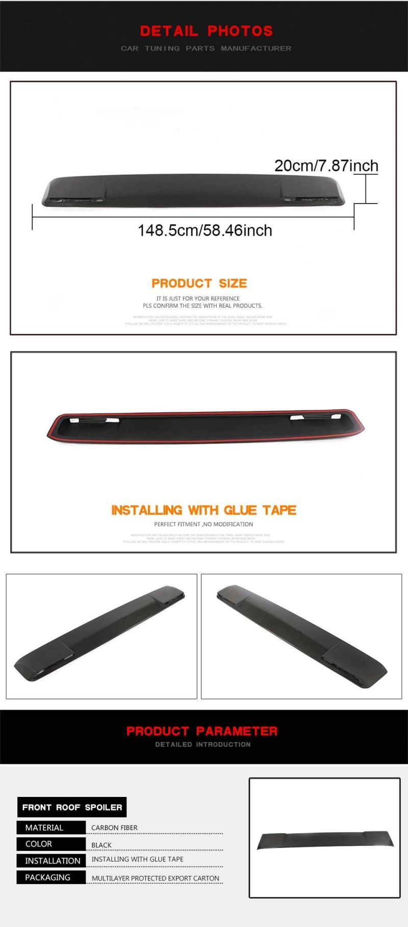 Carbon Fiber Front Roof Spoiler for Mercedes Benz G Class W463 G500 G550 G65 Amg 2019