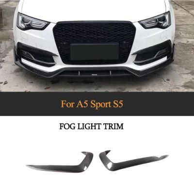 for Audi A5 Sline S5 2012 - 2016 Front Bumper Fog Lamp Canards Fins Vent Trims Splitters Carbon Fiber