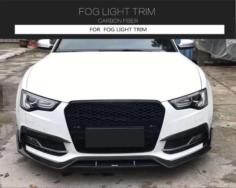 for Audi A5 Sline S5 2012 - 2016 Front Bumper Fog Lamp Canards Fins Vent Trims Splitters Carbon Fiber