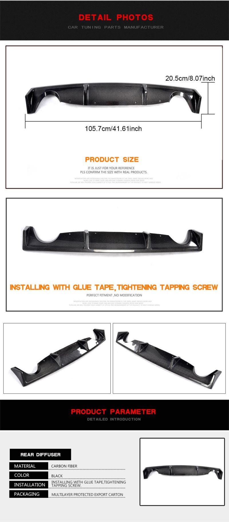 Carbon Fiber Rear Diffuser Fit for Nissan 350z 2003-2006