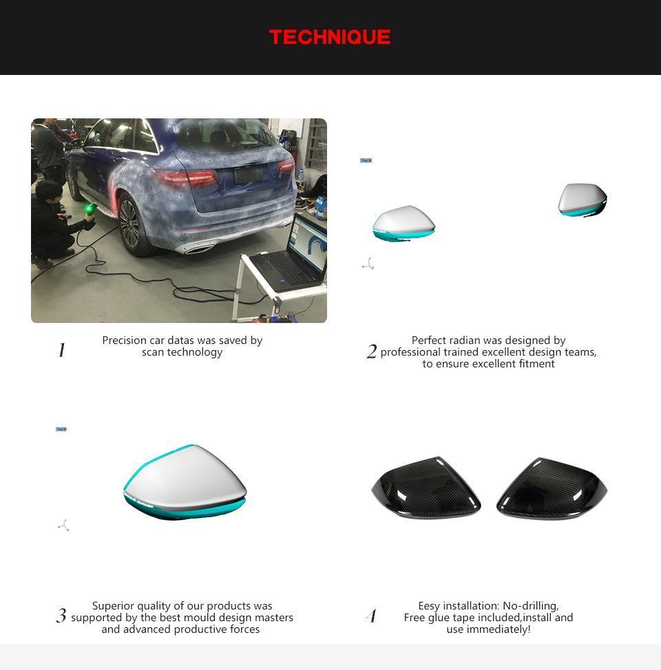 Carbon Fiber Mirror Case (two-piece set) for Audi Q8 Sq8 Rsq8 All-in-One Without Lane Change Assist 2018-2021