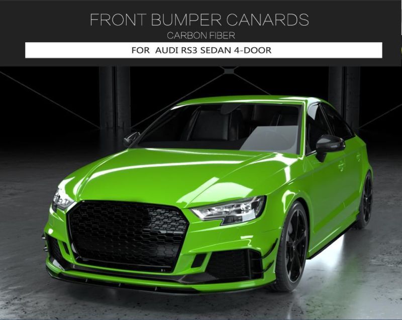 Carbon Fiber Front Bumper Fins for Audi RS3 Sedan 4-Door 2017-2019