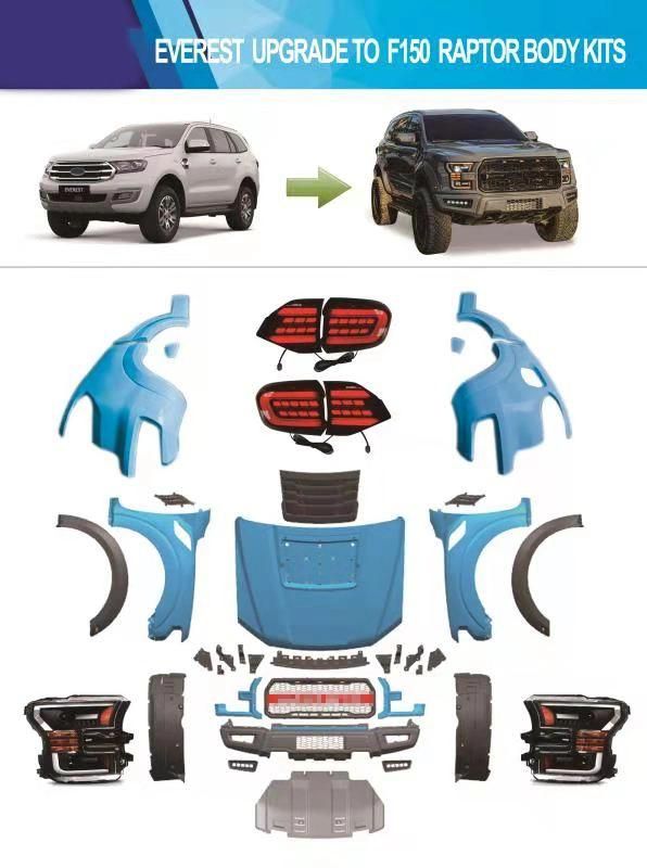 Pick up Car Front Bumper Grille Wide Facelift Conversion Body Kit Ford Everest 2016-2019 Upgrade to F150 Raptor