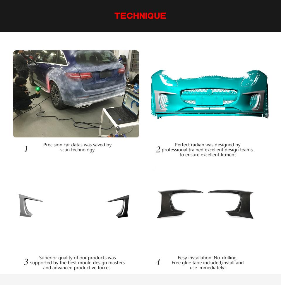Carbon Fiber Front Bumper Trims for Jaguar F-Type 2-Door 2018-2019