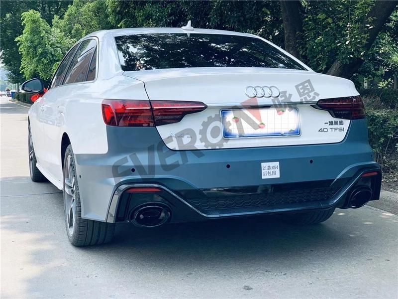 RS4 Style Car Rear Bumper with Tail Pipe for Audi A4 B9 2020-2021
