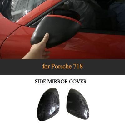 Carbon Fiber Auto Side Mirror Covers Trims Caps for Porsche 718 Boxster Cayman 2 Door Convertible Coupe 2016 - 2018 LHD