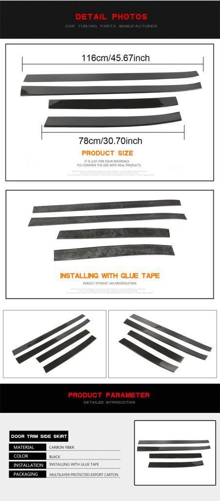 Carbon Fiber Car Side Door Decoration Trims for Tesla Model X 2016-2018
