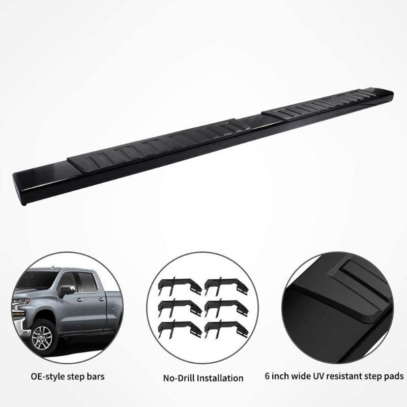 6 Inches Black Aluminum Alloy Side Pedals/Running Boards to Fit 2015-2021 F150 Super Crew Cab